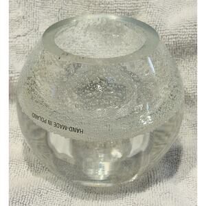 Hand Made In Poland Clear Art Glass Bubble Sphere Oil Lamp 4" Diameter gift idea